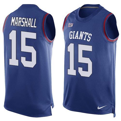 Nike Giants #15 Brandon Marshall Royal Blue Team Color Men's Stitched NFL Limited Tank Top Jersey